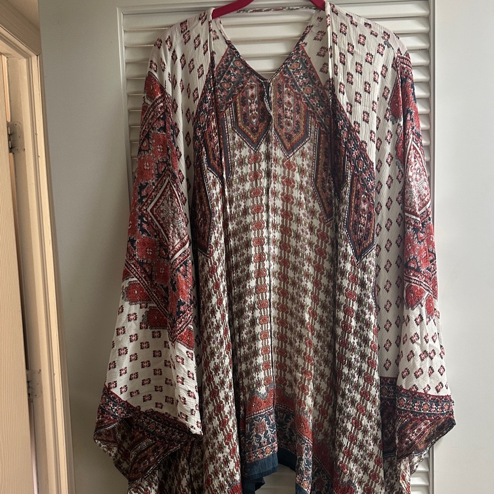 Blue Rain Multicolor Patterned Kimono Top